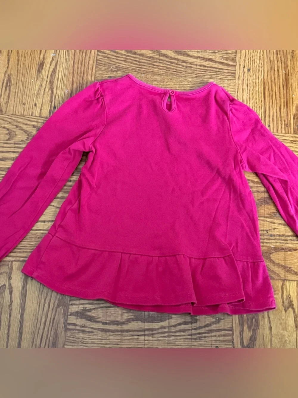 Gymboree Hot Pink Long Sleeve Peplum Top with Puppy Embroidery